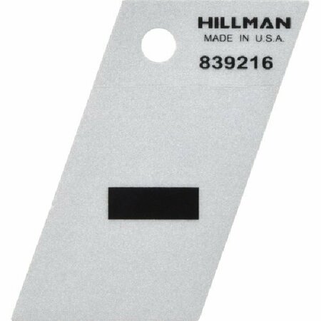 HILLMAN Angle-Cut Symbol, Character: Hyphen, 1-1/2 in H Character, Blk Character, Silver Background, Mylar 839216